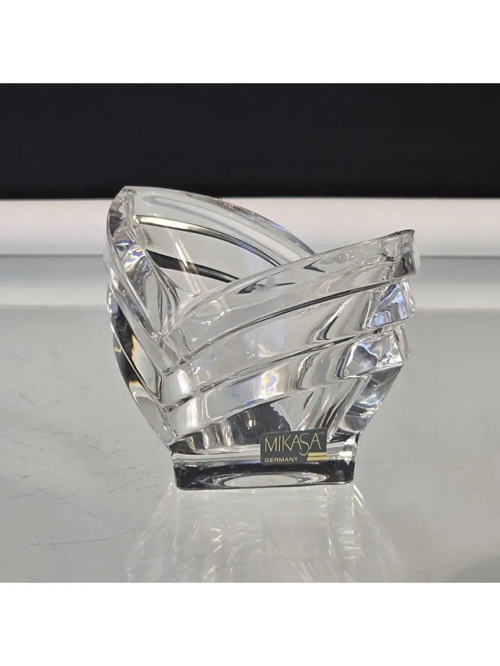 Vintage MIKASA Germany Art Deco Lead Crystal Vase Nut Dish Votive Candle Holder